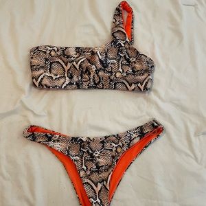 Snake print orange bikini